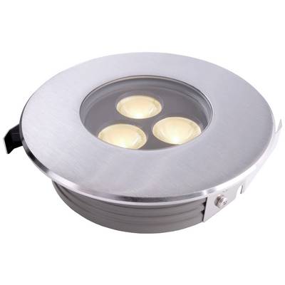 Spot encastrable LED rond en métal avec trois lampes LED lumineuses, adapté pour les installations au plafond à l'intérieur.