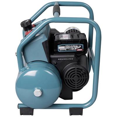 Un compresseur d'air portable avec un boîtier bleu-vert et un moteur noir, adapté aux applications de construction et artisanales.