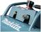 Un compresseur d'air portable bleu de la marque Makita. Des vannes et un bouton rotatif sont clairement visibles sur le dessus.