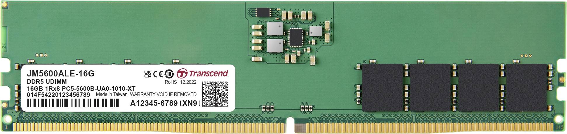 Transcend JetRam JM5600ALE-16G, 16 Go, 1 x 16 Go, DDR5, 5600 MHz, 288-pin DIMM-0