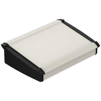 Un boîtier rectangulaire à surface blanche et bords noirs. Pourrait être utilisé pour des appareils électroniques ou du matériel informatique.