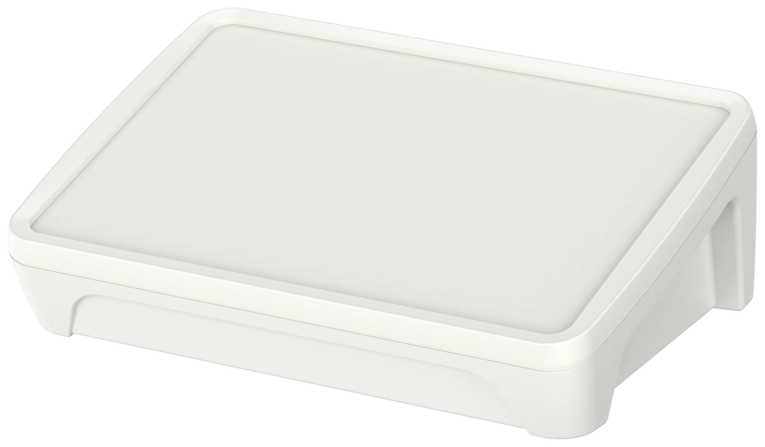 Boîte en plastique blanc, empilable, avec couvercle amovible, idéale pour le rangement de petits objets.