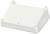 Couvercle de protection en plastique blanc de forme rectangulaire, légèrement incliné. Utilisé pour protéger des appareils ou des composants électroniques.