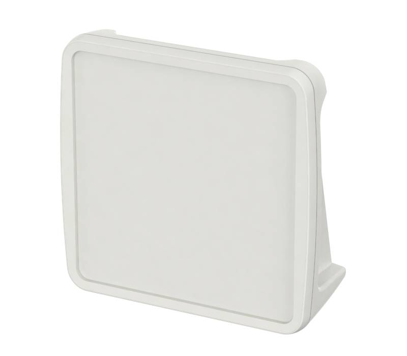 Lampe de table carrée grise au design moderne, adaptée à l'éclairage indirect.