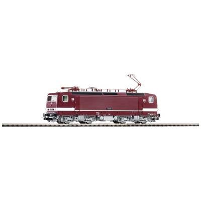Locomotive électrique rouge sur une voie ferrée, photographiée de côté ; reproduction détaillée avec des pantographes et des roues visibles.