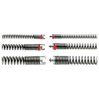 Différents ressorts métalliques alignés, certains portant des marquages rouges, montrent des variations dans leur enroulement et leur conception.