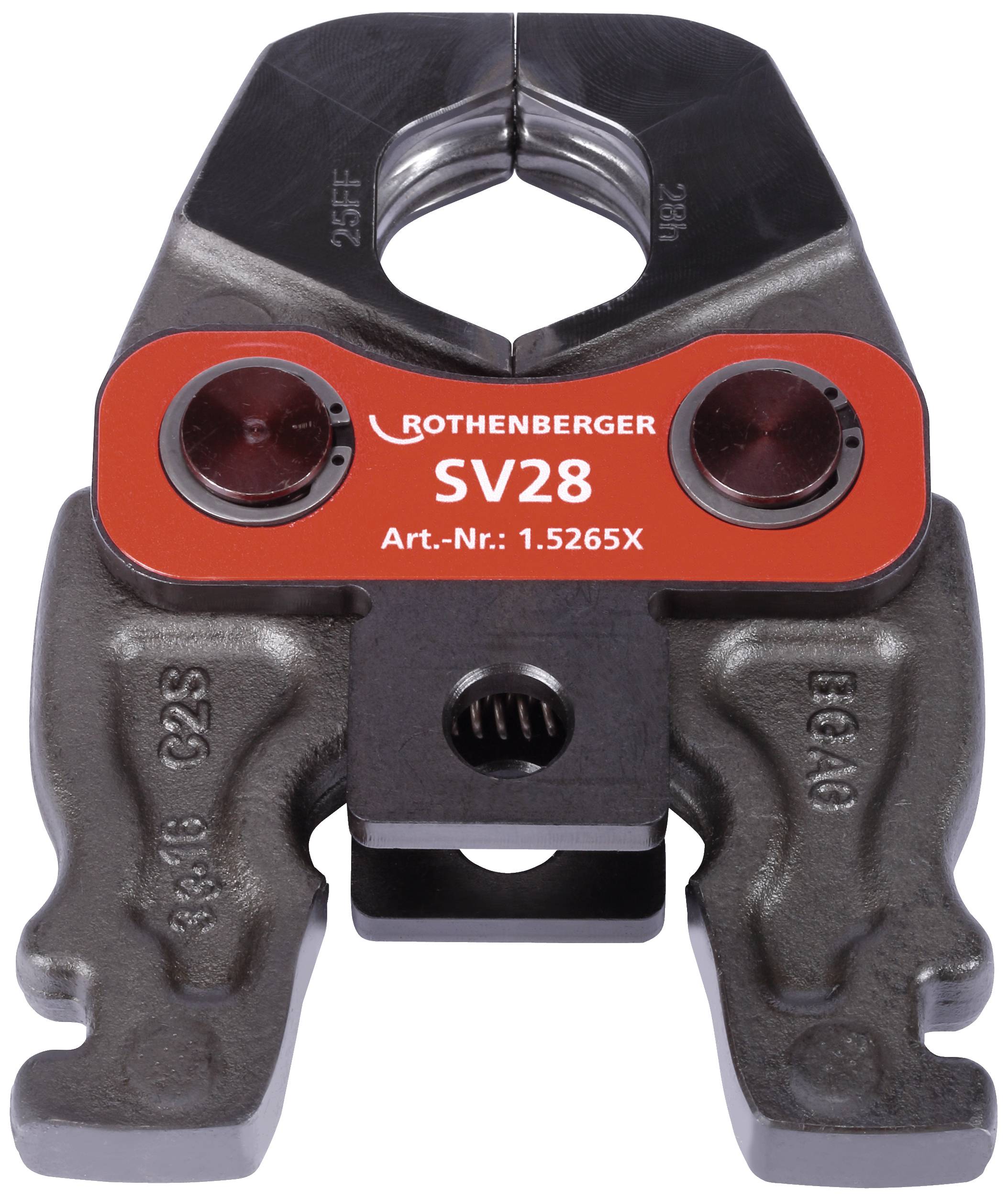 Un outil de presse ROTHENBERGER, modèle SV28, référence 1.5265X, doté d'un corps en métal robuste et d'un élément de marquage rouge.