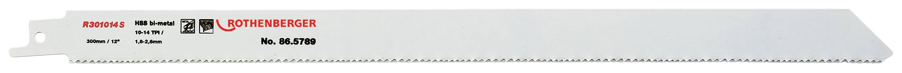Lame de scie à métaux 'SUPERTRONIC' de ROTHENBERGER, numéro d'article 1000018790. Adaptée pour couper le métal et le plastique.