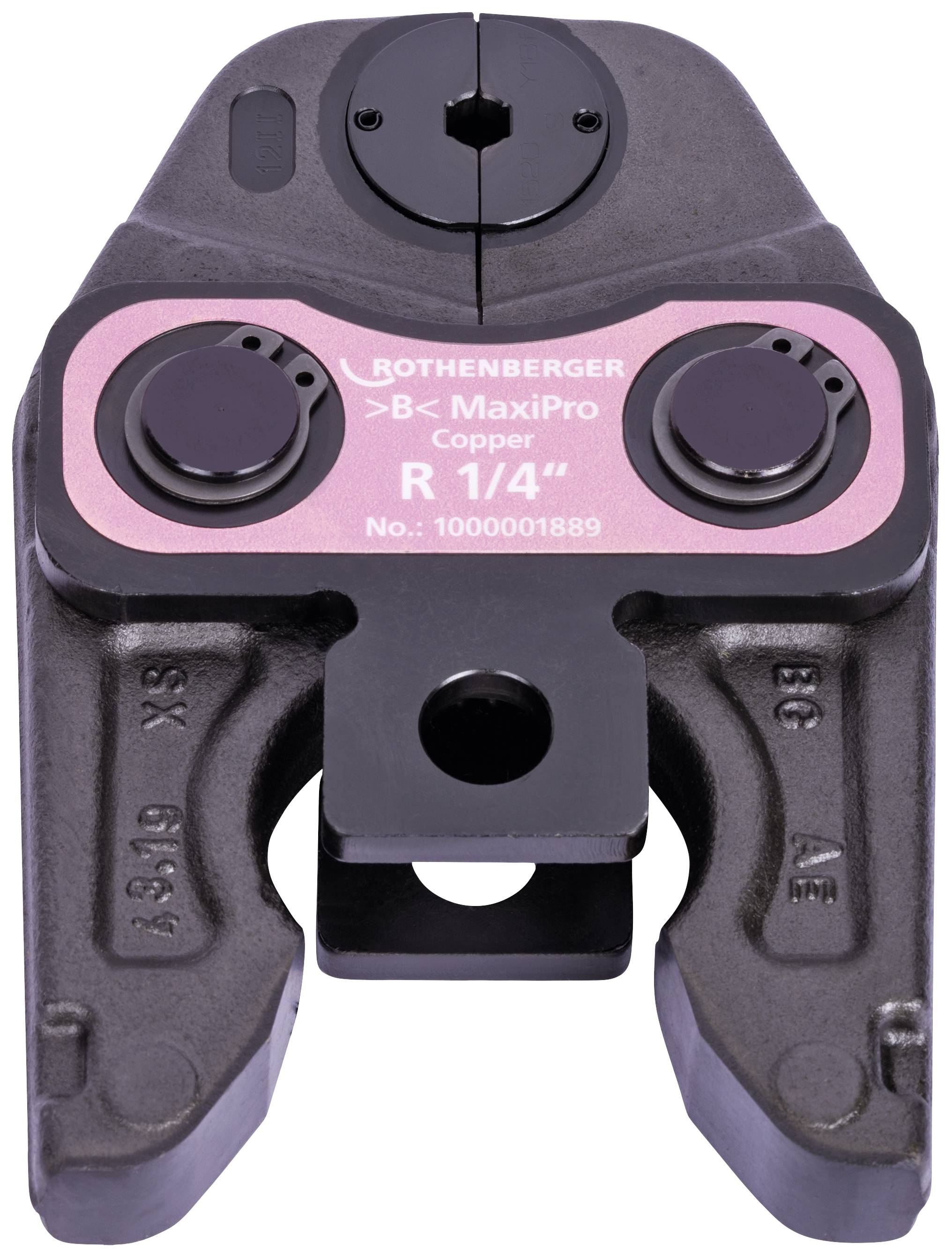 Zange von Rothenberger, inscription 'MaxiPro Copper R 1/4"', utilisée pour les tubes en cuivre, construction robuste, application industrielle.