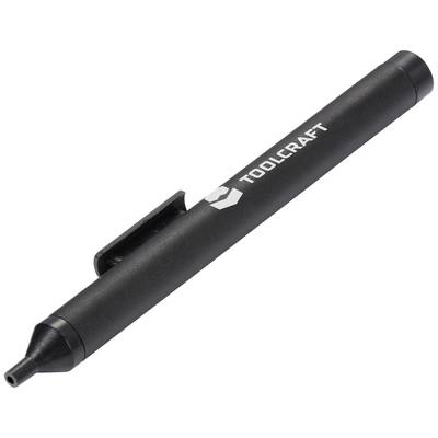 Un stylo noir avec les mots 'TOOLCRAFT' dessus, est posé horizontalement.