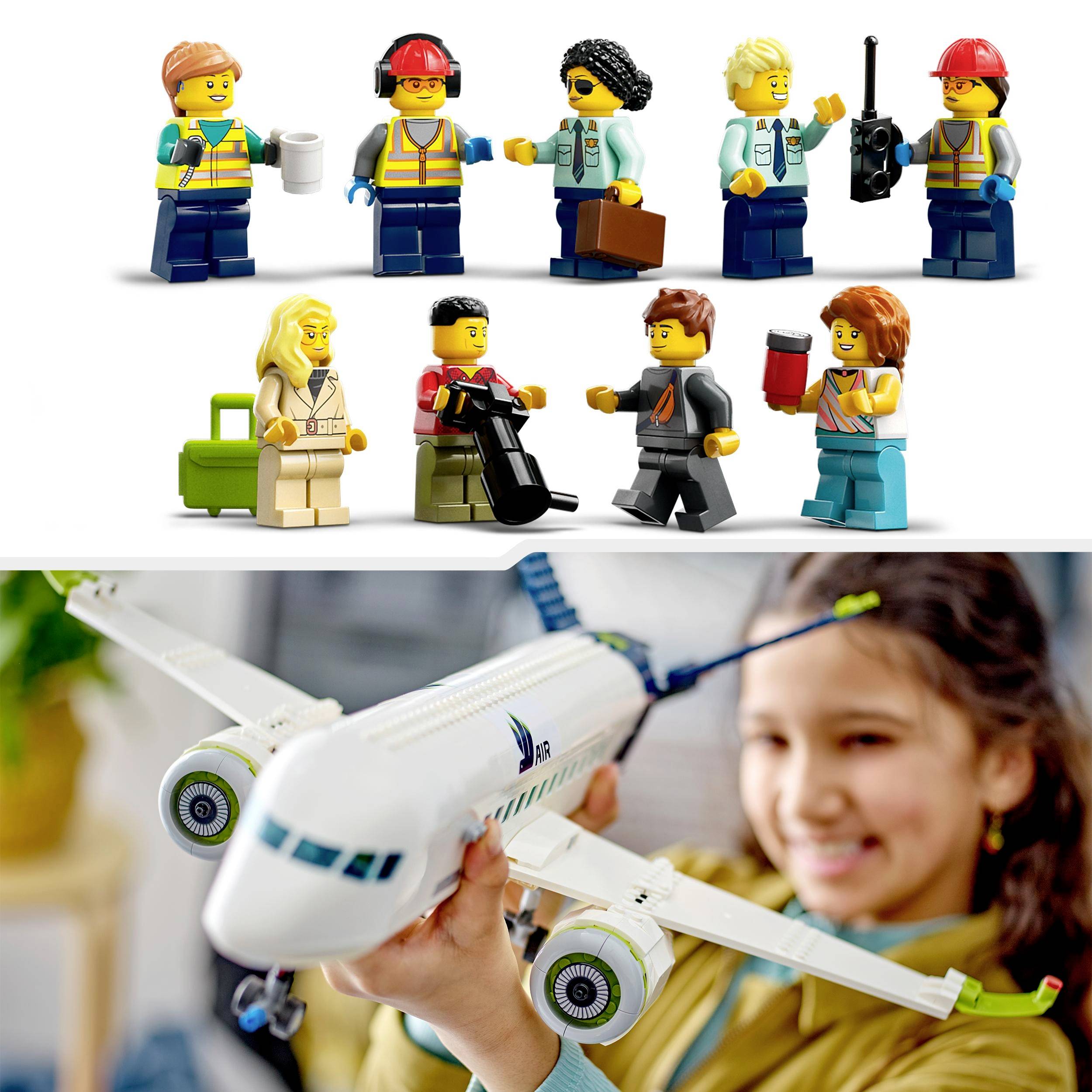 « Figurines de jouets en tenue de travail ; parmi elles, une personne tenant un avion miniature. Créativité et vie professionnelle dans le jeu. »