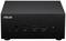 Un mini-PC ASUS noir compact avec plusieurs ports USB et un interrupteur marche/arrêt sur l'avant.