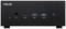 Vue avant du Mini-PC ASUS présentant les ports : jack 3,5 mm, USB Type-C, deux ports USB 3.0, interrupteur d'alimentation.