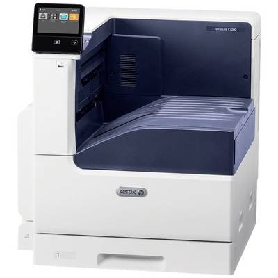 Une imprimante de bureau moderne avec un écran numérique et un bac de sortie papier sur le côté, adaptée à une utilisation en entreprise.