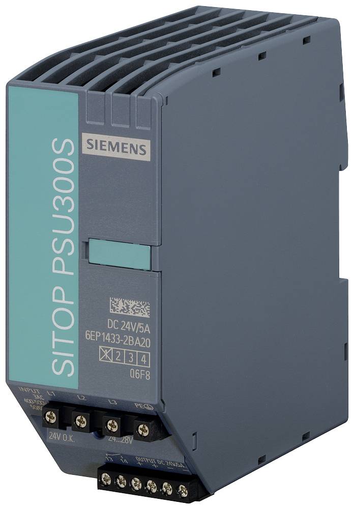 Module d'alimentation Siemens SITOP PSU300S, module d'alimentation à courant continu, DC 24V/5A, conception compacte, monté sur rail DIN.
