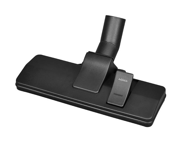 Un embout d'aspirateur noir de forme rectangulaire avec une articulation réglable pour différents types de surfaces.
