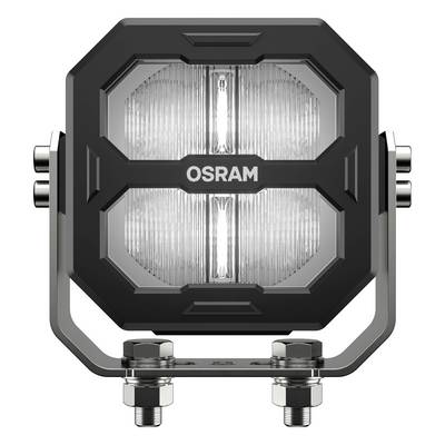 Phares au design rectangulaire, avec un cadre noir, support de couleur argentée et surfaces en verre, la marque 'OSRAM' bien visible au centre.