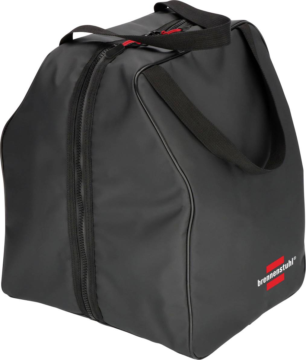 Sac de transport isolé noir avec fermeture éclair et sangle d'épaule, marqué « brennenstuhl » sur le devant.
