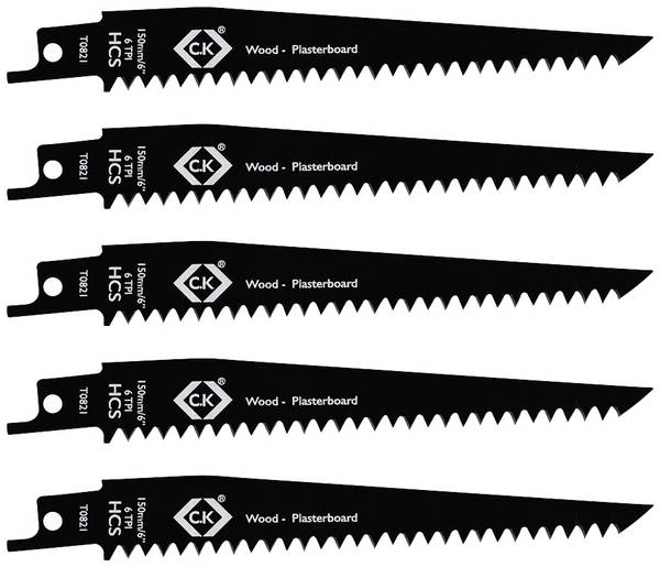 C.K T0821 Lames de scie sabre 6 tpi, lot de 5 Longueur lame de scie 150 mm 5 pc(s)