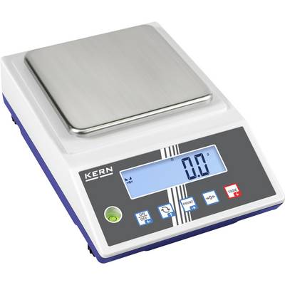 Balance de cuisine numérique avec plateau en acier inoxydable et affichage bleu, indiquant '0,0'. Touches pour marche/arrêt, tare et autres fonctions.