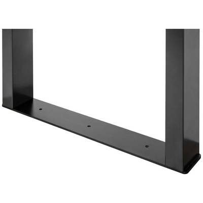 Pieds de table rectangulaires noirs en métal, qui paraissent robustes et présentent un design minimaliste.