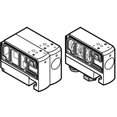 Dessin de deux dispositifs techniques montrant des boîtiers identiques avec des structures internes différentes.