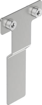 Plaque de métal en forme de T avec deux vis en haut, adaptée aux applications industrielles ou comme élément de fixation.