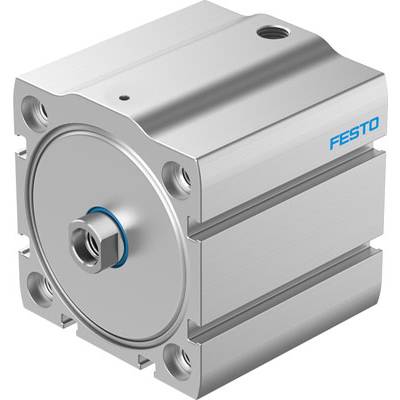 Un vérin pneumatique compact cylindrique en métal avec le logo 'FESTO' dessus.