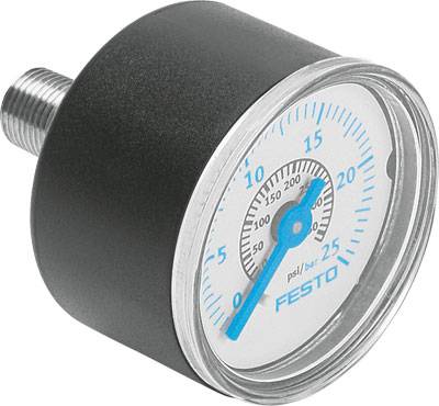 Manomètre avec échelle de 0 à 25 psi, affichage à environ 5 psi.