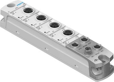 Un module de commande industriel doté de plusieurs connexions rondes, étiqueté 'SO1', 'SO2' et portant le logo Festo. Adapté pour l'automatisation.