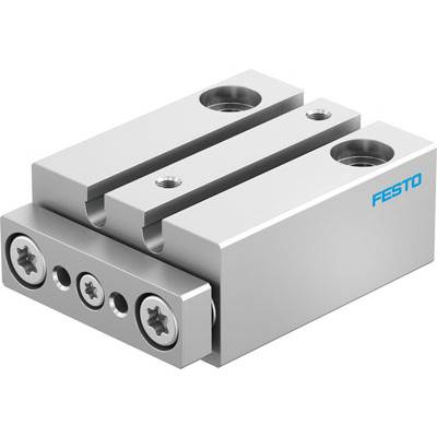 Cylindre pneumatique argenté de Festo avec deux tiges parallèles et des trous de vis sur un côté.