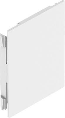 Un panneau blanc rectangulaire légèrement incliné. Il est maintenu par des rainures sur l'un de ses bords.