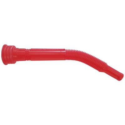 Un bec verseur rouge et flexible pour jerricans ou contenants, conçu pour faciliter le prélèvement de liquides sans renverser.