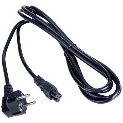 Un câble réseau noir avec une fiche Euro d'un côté et une connexion femelle à trois broches de l'autre côté.