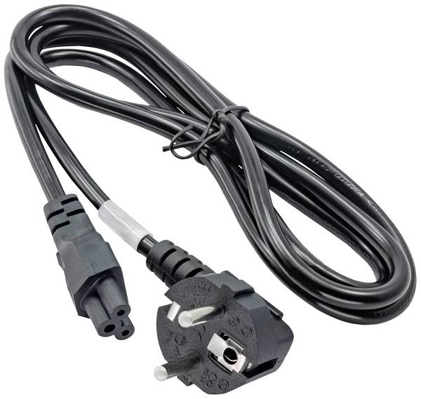 Câble adaptateur Akyga alimentation [1x Prise mâle + contact de protection - 1x Fiche femelle (forme de trèfle) C5] 1.50 m noir