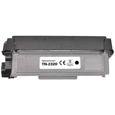 Un carton de toner d'imprimante gris portant l'inscription 'Replaces/Ersetzt: TN-2320', avec le logo CE et le symbole de recyclage sur la face avant.