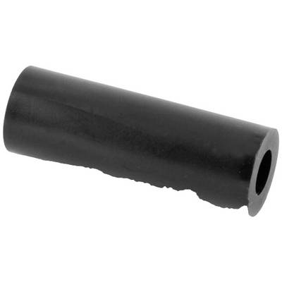 Gaine de tuyau noire, cylindrique, avec une surface extérieure lisse et un intérieur creux.
