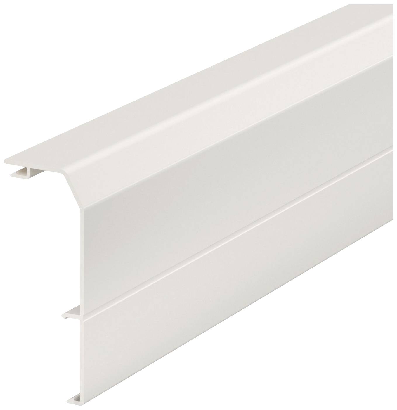 Un profilé d'angle en plastique blanc utilisé comme protection de bord ou d'angle.