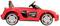Une voiture de course miniature rouge, vue de côté depuis la gauche. Elle porte le logo de la marque 'Einhell'.