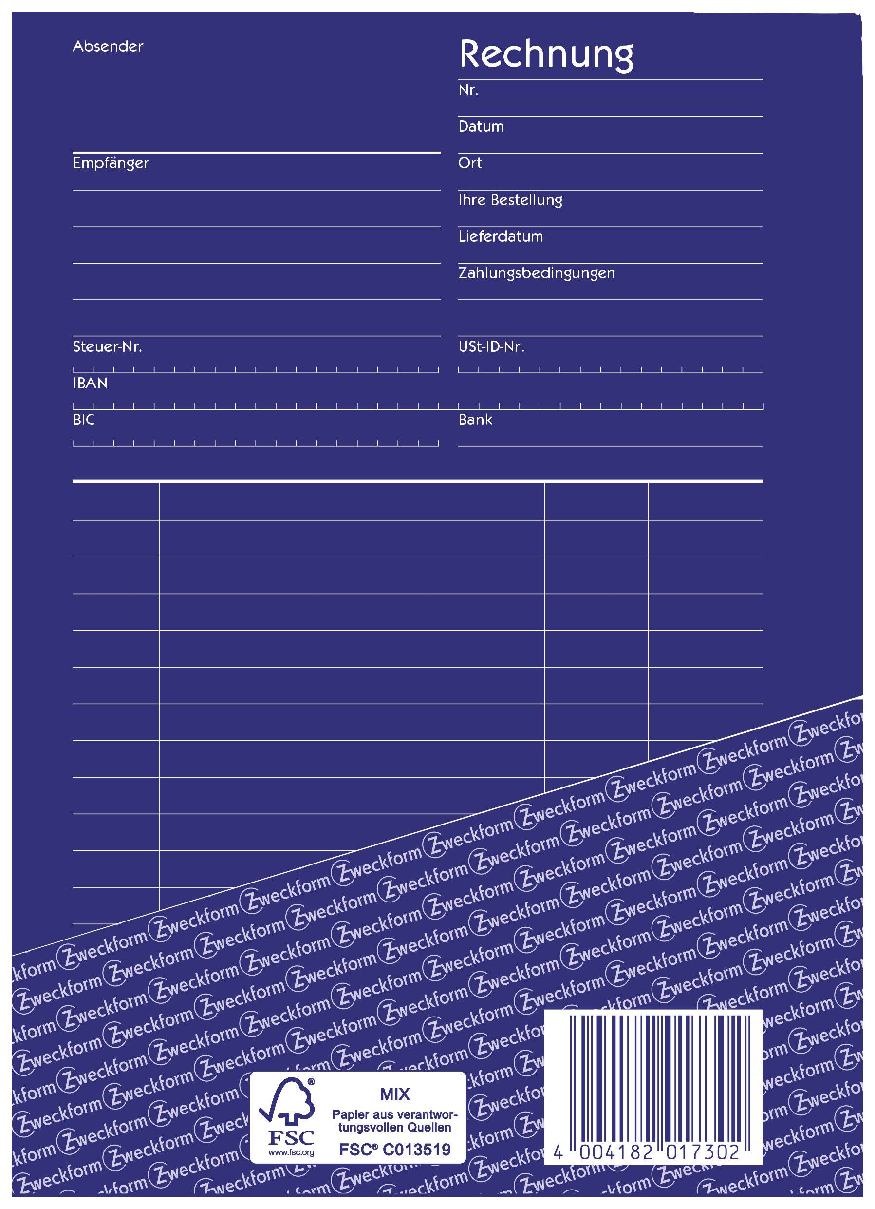 Feuille imprimée recto-verso servant de formulaire de facture. Contient des champs pour l'expéditeur, le destinataire, la date et le paiement.
