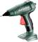 Pistolet à colle chaude rechargeable, vert et noir, avec gâchette rouge, modèle 'metabo HK 18 LTX 20', pour travaux de collage polyvalents.