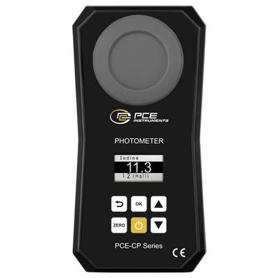 Photomètre PCE Instruments affichant une lecture d'iode de 11,3 mg/l sur son écran, avec boutons de commande et étiquette « Série PCE-CP ».