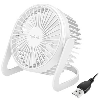 LogiLink UA0402 Ventilateur USB 2 W (Ø x H) 12.7 cm x 115 mm blanc pivotant-0