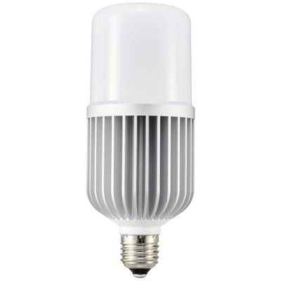 Une lampe LED moderne avec un culot E27 et des ailettes de refroidissement pour une meilleure dissipation thermique. Idéale pour un éclairage économe en énergie.