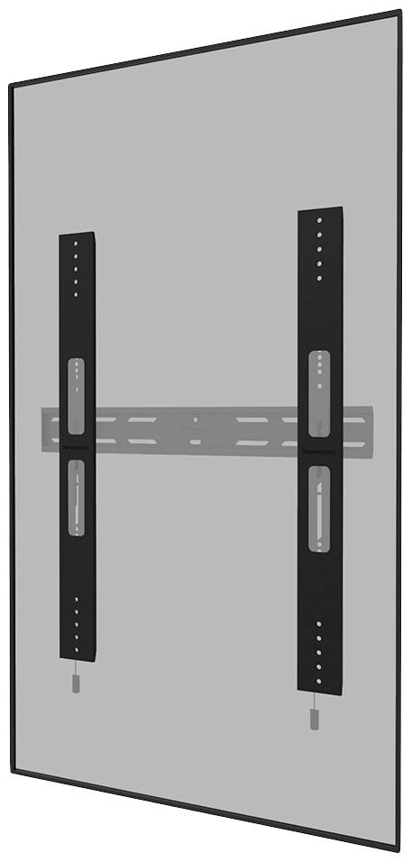 Support mural pour écran plat comprenant deux rails verticaux et un élément de connexion horizontal, fixé contre un mur.