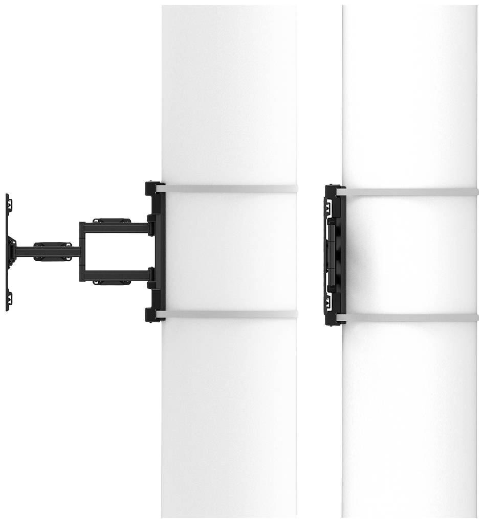 Deux objets cylindriques positionnés côte à côte, reliés par un support noir au centre.