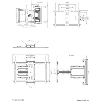 Dessin technique d'un support de moniteur avec dimensions en mm.