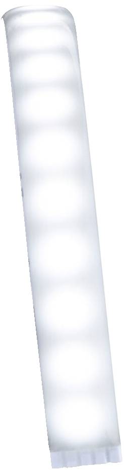 Lampe LED verticale élancée et ronde, dans un boîtier en plastique brillant, diffusant une lumière uniforme. Idéale pour l'éclairage intérieur moderne.