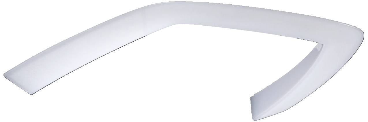 Un élément en plastique blanc, incurvé, ressemblant à un cadre.