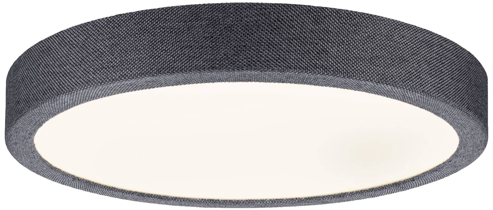Plafonnier rond et moderne avec bordure noire et centre lumineux blanc. Idéal pour un éclairage intérieur élégant.